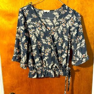 Blue floral blouse
